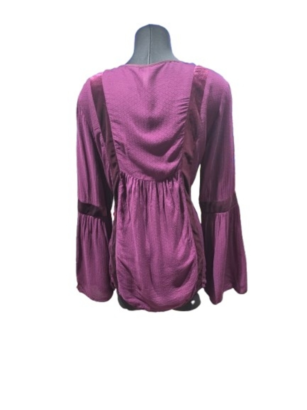 Xhilaration Purple Boho Bell Sleeve Velvet Trim Blouse Top XL image 2
